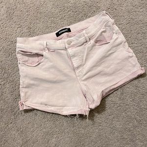 Distressed Pink White Jean Shorts